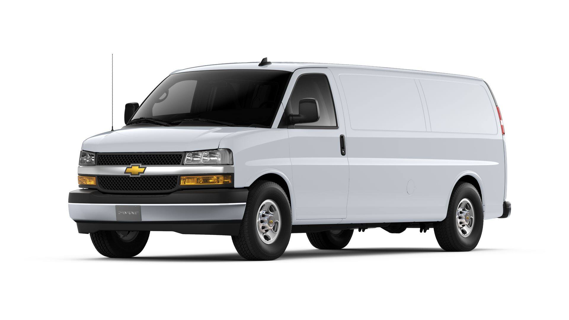 2026 Chevrolet Express Cargo 1WT in Summit White — front three-quarter view