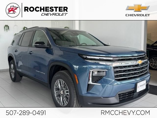 2026 Chevrolet Traverse LT in Lakeshore Blue Metallic — front three-quarter view