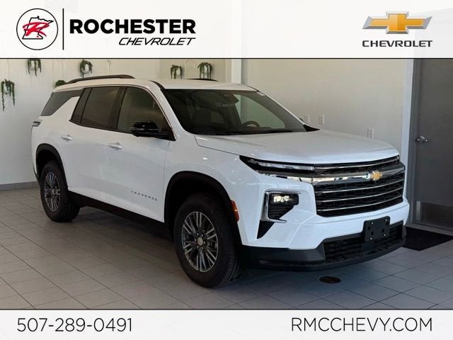 2026 Chevrolet Traverse LT in Summit White — front three-quarter view