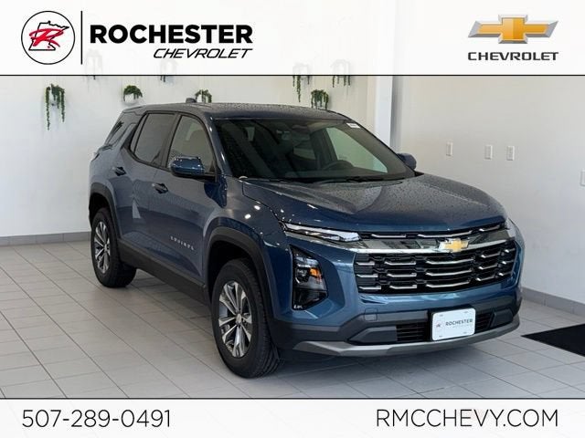2027 Chevrolet Equinox AWD LT in Lakeshore Blue Metallic — front three-quarter view