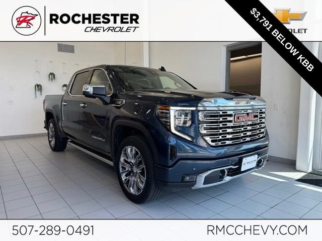 2023 GMC Sierra 1500 Denali in Pacific Blue Metallic — front three-quarter view