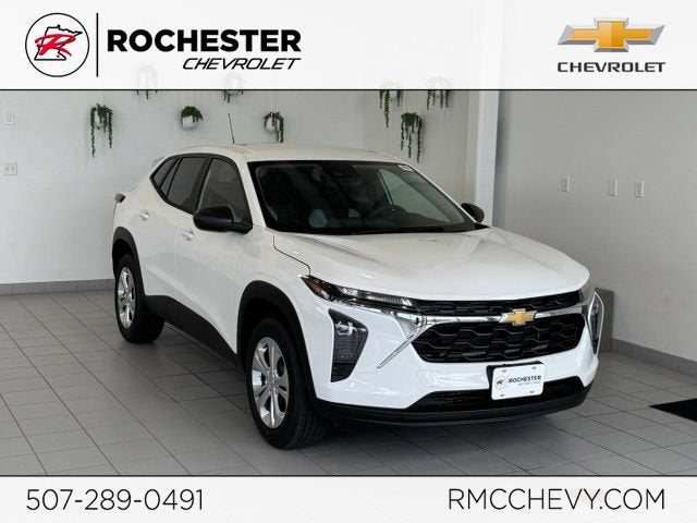 2026 Chevrolet Trax LS in Summit White — front three-quarter view