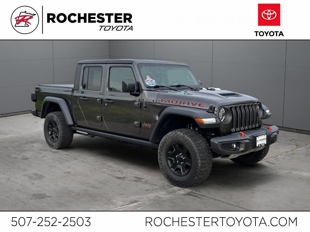 2020 Jeep Gladiator Mojave 4WD in Granite Crystal Metallic Clearcoat — front three-quarter view