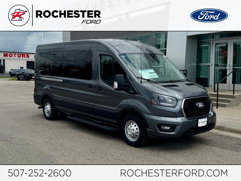 2026 Ford Transit-350 XLT 12 Passenger in Carbonized Gray Metallic — front three-quarter view