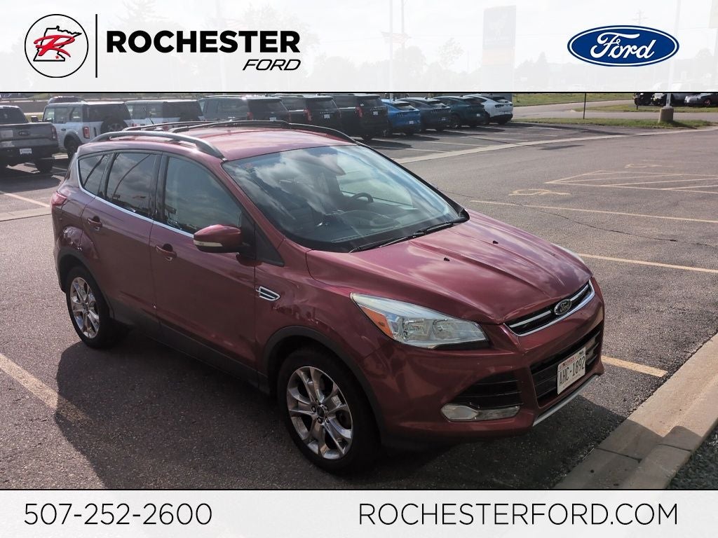 2013 Ford Escape SEL in Ruby Red — front three-quarter view