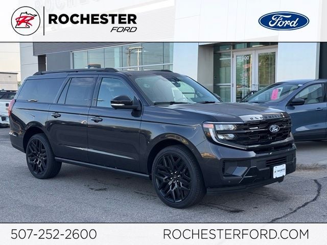 2027 Ford Expedition Max Platinum w/Permorance Pkg + Panoramic Vista Roof in Gray — front three-quarter view