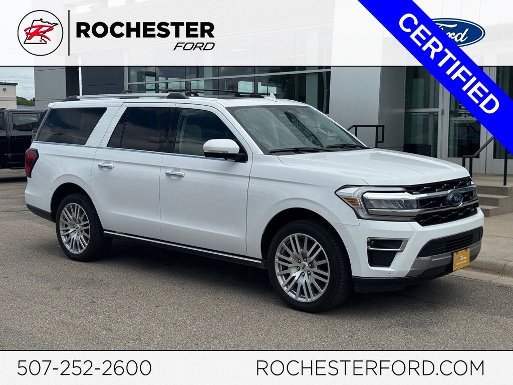 2024 Ford Expedition Max Limited in Oxford White — front three-quarter view