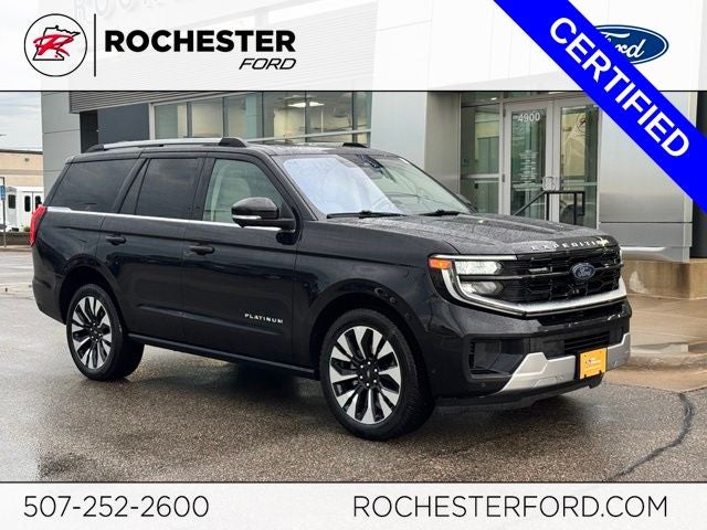 2025 Ford Expedition Platinum in Agate Black Metallic — front three-quarter view