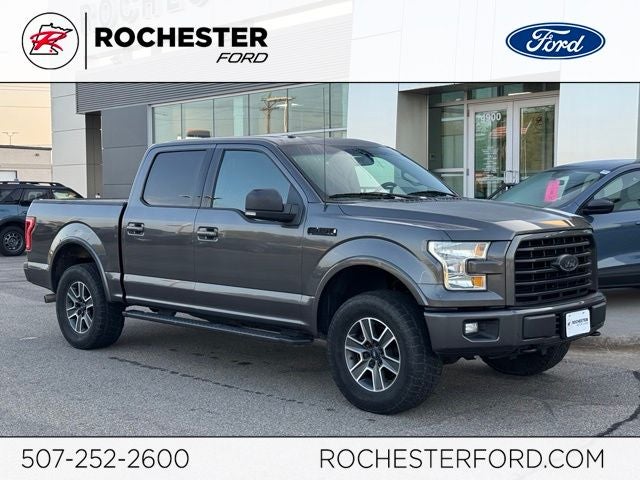 2015 Ford F-150 XLT in Magnetic Metallic — front three-quarter view