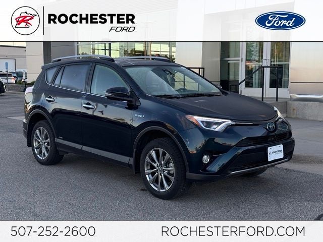 2018 Toyota RAV4 Hybrid Limited in Galactic Aqua Mica — front three-quarter view