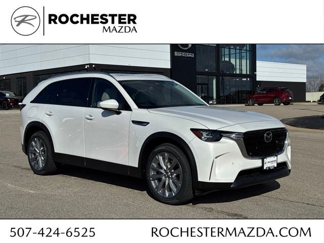 2026 Mazda Mazda CX-90 Plug-In Hybrid Preferred AWD in Rhodium White Premium — front three-quarter view