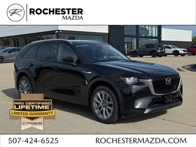2026 Mazda Mazda CX-90 3.3 Turbo Preferred AWD in Jet Black Mica — front three-quarter view