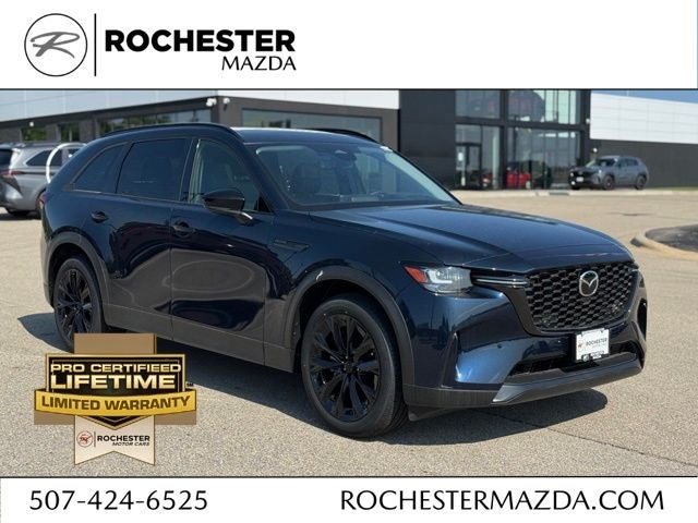 2026 Mazda Mazda CX-90 3.3 Turbo Premium Sport AWD in Deep Crystal Blue Mica — front three-quarter view