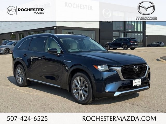 2026 Mazda Mazda CX-90 3.3 Turbo Premium Plus AWD in Deep Crystal Blue Mica — front three-quarter view