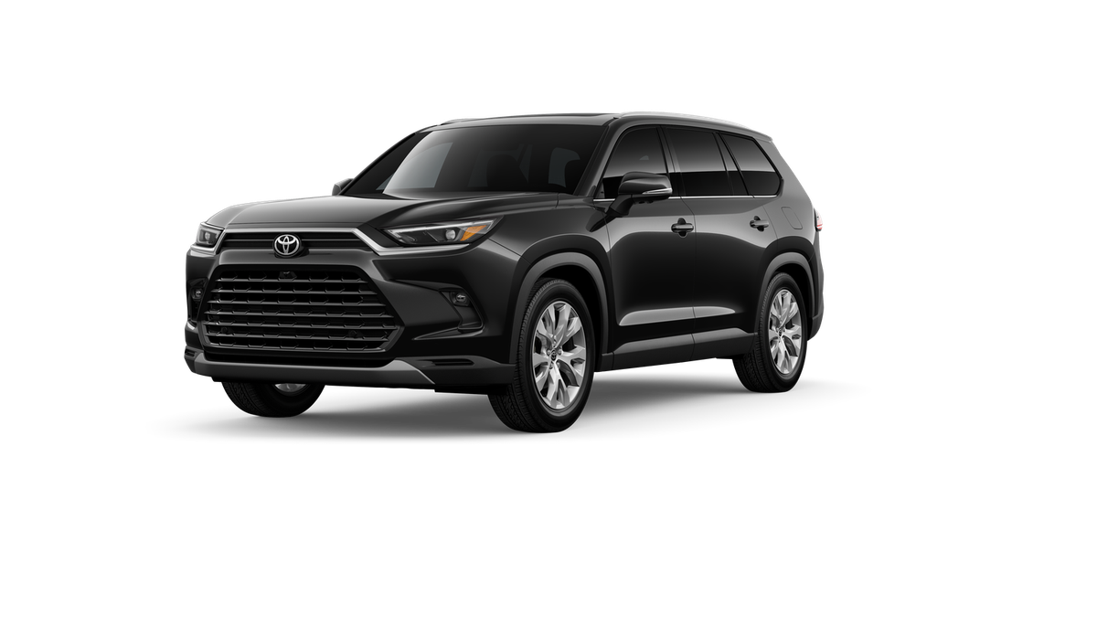 2026 Toyota Grand Highlander Hybrid Hybrid Limited in Midnight Black Metallic — front three-quarter view