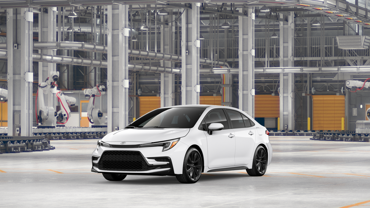 2026 Toyota Corolla SE in Ice Cap With Midnight Black Metallic Roof — front three-quarter view