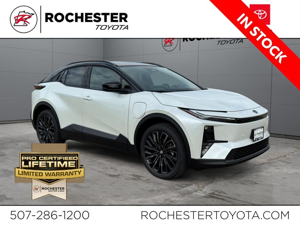 2026 Toyota C-HR XSE in Wind Chill Pearl With Midnight Black Metallic Roof — front three-quarter view