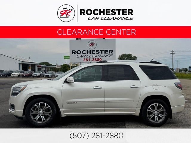 2015 GMC Acadia Denali in White Diamond Clearcoat — front three-quarter view
